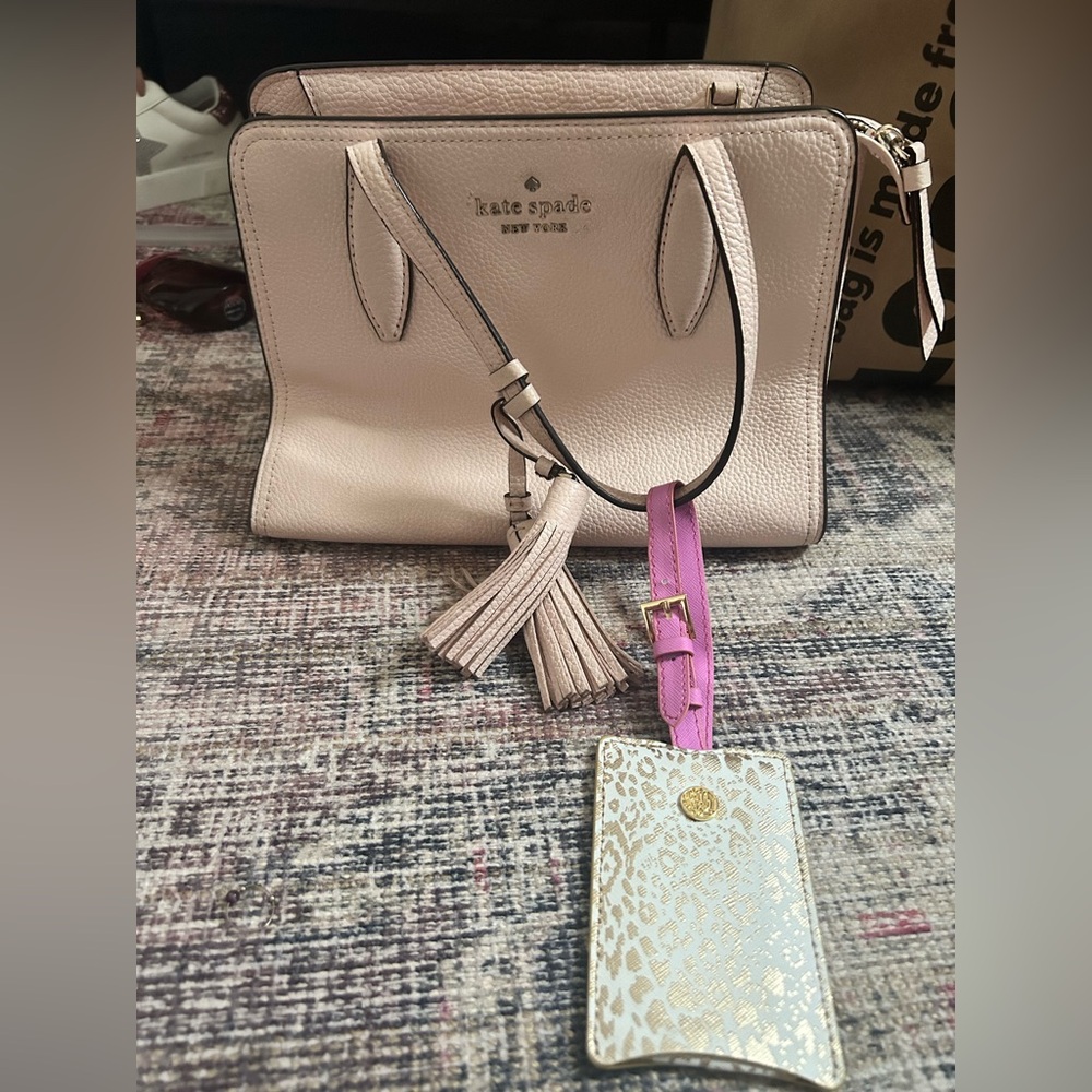 Kate Spade light pink purse with Lilly Pulitzer tie